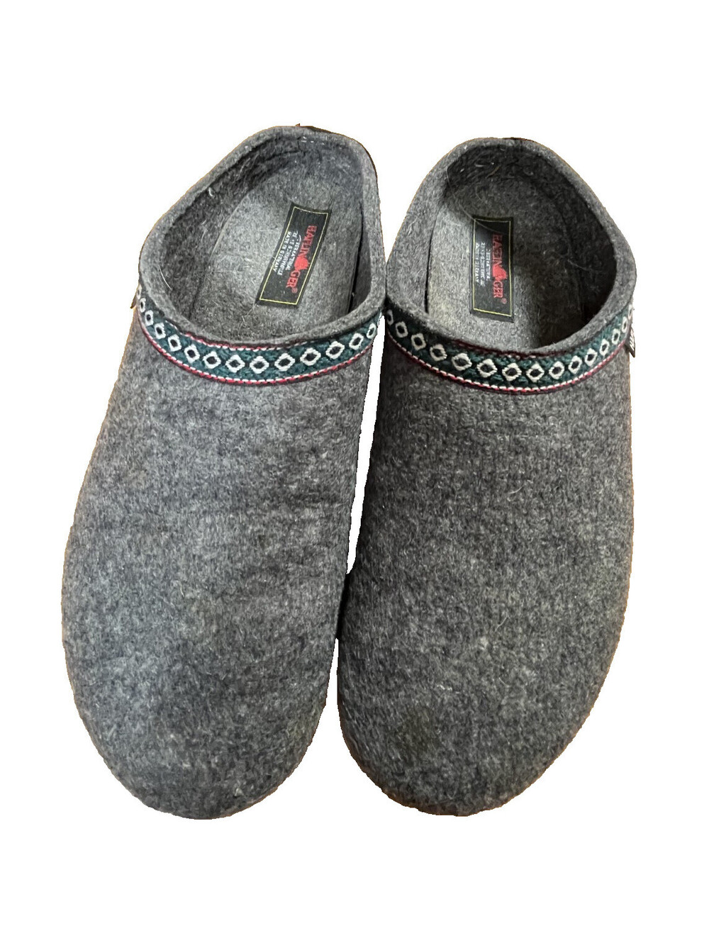 Haflinger Grizzly Franzl Wool Felt Clogs EU 43 Gray Cork Sole Germany